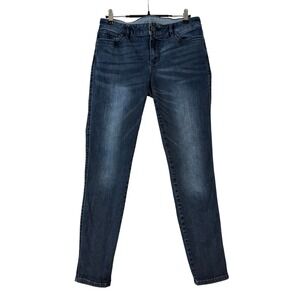 White House Black Market The Skinny Jeans Dark Wash Blue Sz 6 Whiskered Stretch
